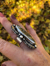Load image into Gallery viewer, Nipomo Marcasite Oval Sterling Silver Hand Stamped Statement Ring - Hawkeye Jewelry