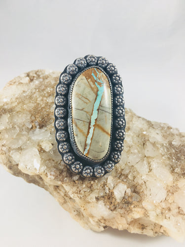 Green Royston Ribbon Turquoise Sterling Silver Statement Ring - Hawkeye Jewelry