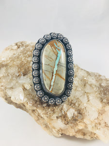 Green Royston Ribbon Turquoise Sterling Silver Statement Ring - Hawkeye Jewelry
