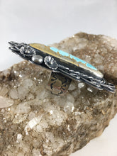 Load image into Gallery viewer, Light Blue Royston Turquoise Sterling Silver Flowers Statement Ring - Hawkeye Jewelry
