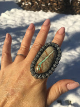 Load image into Gallery viewer, Green Royston Ribbon Turquoise Sterling Silver Statement Ring - Hawkeye Jewelry
