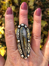Load image into Gallery viewer, Nipomo Marcasite Sterling Silver Hand Stamped Talon Statement Ring - Hawkeye Jewelry
