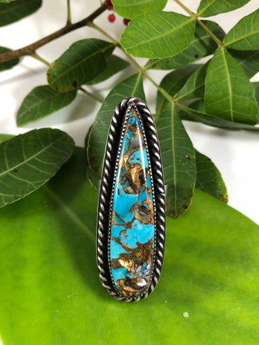 Mohave Blue Turquoise Sterling Silver Talon Ring - Hawkeye Jewelry