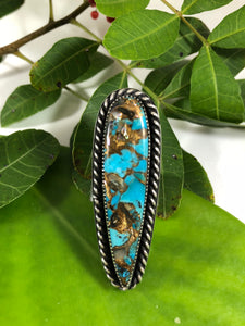 Mohave Blue Turquoise Sterling Silver Talon Ring - Hawkeye Jewelry