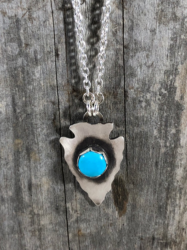 Small Blue Royston Turquoise Arrowhead Necklace - Hawkeye Jewelry