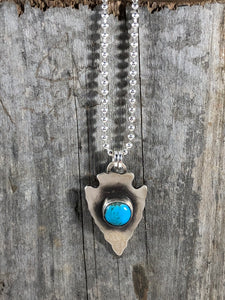 Small Blue Royston Turquoise Arrowhead Necklace - Hawkeye Jewelry