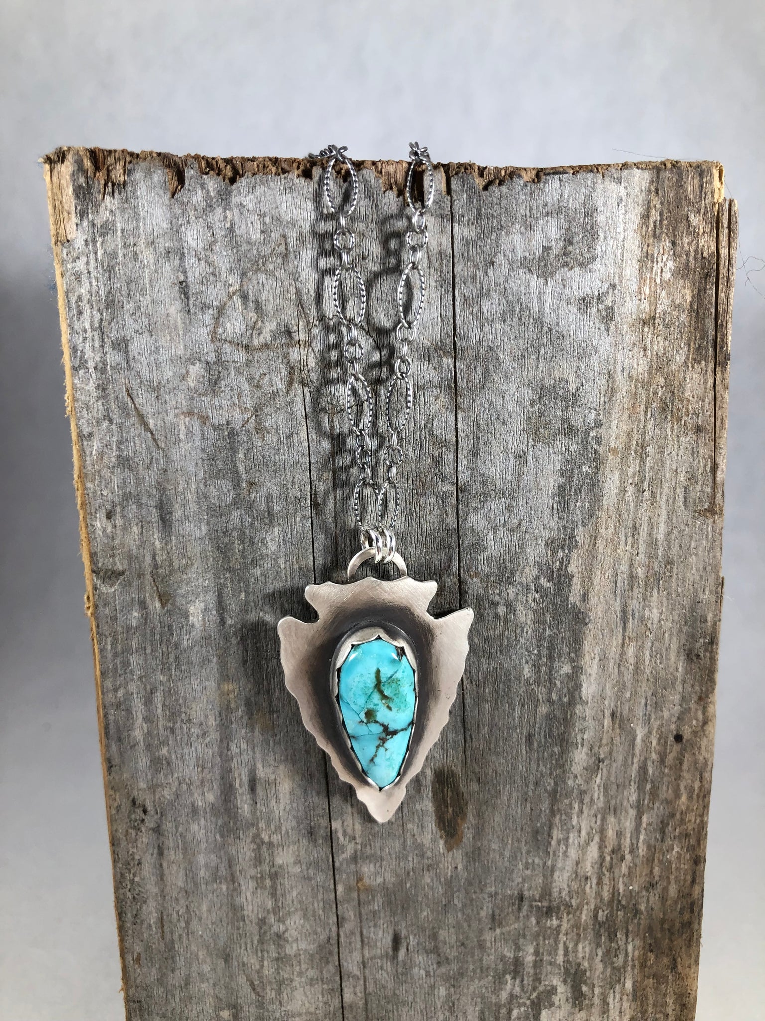 Blue Royston Turquoise Arrowhead Necklace