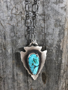 Blue Royston Turquoise Arrowhead Necklace - Hawkeye Jewelry