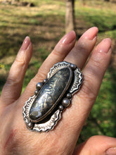 Load image into Gallery viewer, Nipomo Marcasite Oval Sterling Silver Hand Stamped Statement Ring - Hawkeye Jewelry
