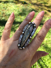 Load image into Gallery viewer, Nipomo Marcasite Sterling Silver Hand Stamped Talon Statement Ring - Hawkeye Jewelry
