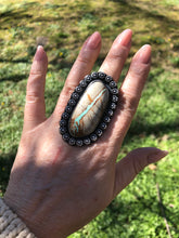 Load image into Gallery viewer, Green Royston Ribbon Turquoise Sterling Silver Statement Ring - Hawkeye Jewelry
