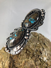 Load image into Gallery viewer, Double Carico Blue Turquoise Sterling Silver Statement Ring - Hawkeye Jewelry
