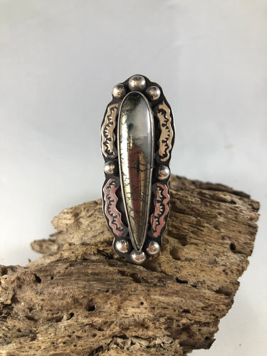 Nipomo Marcasite Sterling Silver Hand Stamped Talon Statement Ring - Hawkeye Jewelry