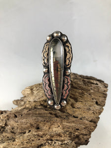 Nipomo Marcasite Sterling Silver Hand Stamped Talon Statement Ring - Hawkeye Jewelry