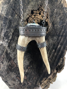 Warrior Diamond Reclaimed Deer Antler Necklace - Hawkeye Jewelry