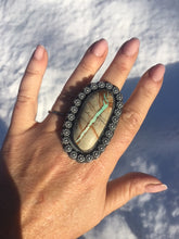 Load image into Gallery viewer, Green Royston Ribbon Turquoise Sterling Silver Statement Ring - Hawkeye Jewelry
