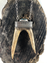 Load image into Gallery viewer, Warrior Leaf Reclaimed Deer Antler Necklace - Hawkeye Jewelry
