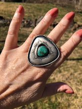Load image into Gallery viewer, Blue Green Turquoise Triangle Shadowbox Ring
