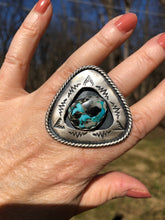 Load image into Gallery viewer, Bright Blue Carico Turquoise Triangle Shadowbox Ring

