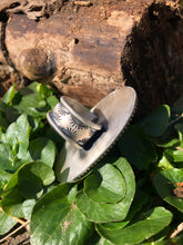 Load image into Gallery viewer, Oval Bright Blue Royston Turquoise Shadowbox Hand Stamped Ring
