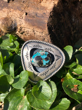 Load image into Gallery viewer, Bright Blue Carico Turquoise Triangle Shadowbox Ring
