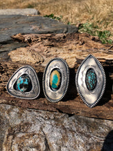 Load image into Gallery viewer, Bright Blue Carico Turquoise Triangle Shadowbox Ring
