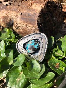 Bright Blue Carico Turquoise Triangle Shadowbox Ring